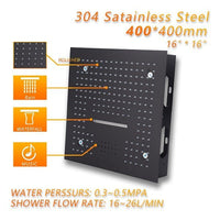 16” Square LED Music shower system - Cascada Showers