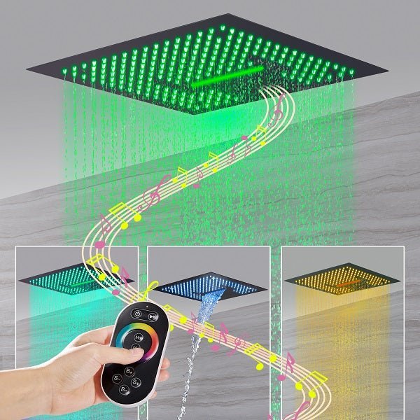 16” Square LED Music shower system - Cascada Showers