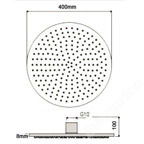 16" Stainless Steel Ceiling Mount Round Rainfall LED Shower Head - Cascada Showers