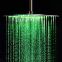 16" Stainless Steel Ceiling Mount Square Rainfall LED Shower Head - Cascada Showers