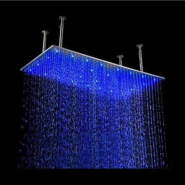 Cascada Rectangular Ceiling Mount Rainfall LED Shower Head