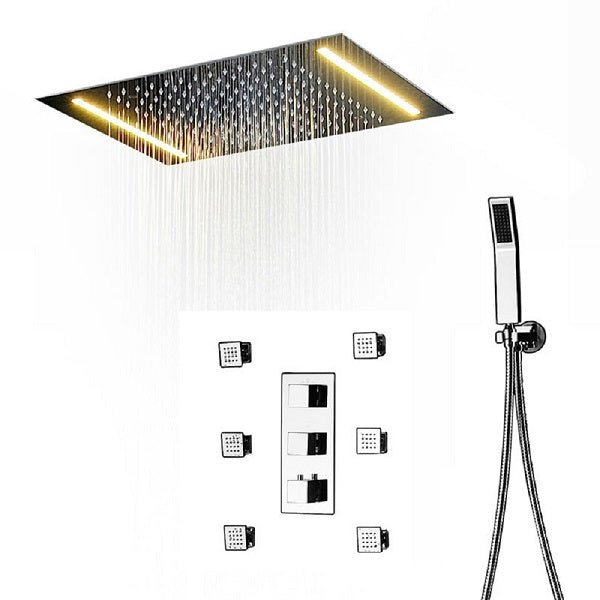 Cascada 14x20 Recessed LED Shower Head with RGB Lights