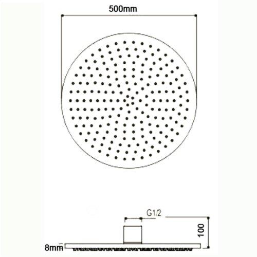 20" Ceiling Mount Round Rainfall LED Shower Head, Stainless Steel - Cascada Showers