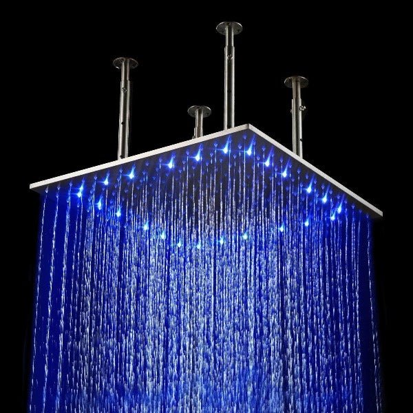 showerhead system rain head shower handheld set complete led bathroom waterfall heads light rainfall Thermostatic 6 Massage Jets Spray Body Shower Set for lights bathroom set Antique Brushed Brass Finish color change wall complete shower set bathroom