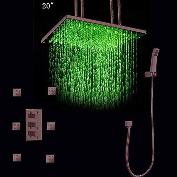 20" Luxury Rainfall Shower Head Set, Oil Rubbed Bronze Finish - Cascada Showers