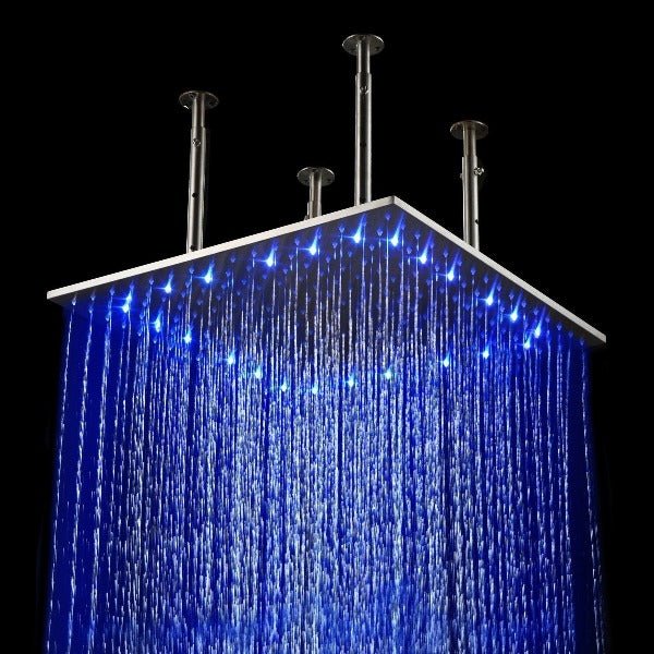 20" Rainfall LED Luxury Shower Set, Brushed Nickel Finish - Cascada Showers