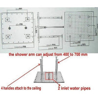 20" Rainfall LED Shower Set Double-Function Valve, Brass Handheld Shower - Cascada Showers