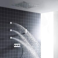 20" Square LED Ceiling Mounted Thermostatic Shower System - Cascada Showers