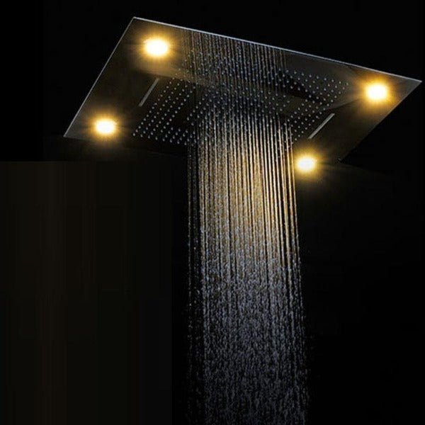 led shower head with speaker 23"x31" Luxurious Classic Design recessed LED shower system built in Bluetooth speakers - Cascada Showers