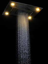 23"x31" Luxurious Classic Design recessed waterfall & rainfall LED shower system – 6 mode - Cascada Showers