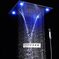 23"x31" Luxurious Classic Design recessed waterfall & rainfall LED shower system – 6 mode - Cascada Showers