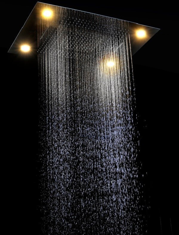 23"x31" Luxurious Classic Design recessed waterfall & rainfall LED shower system – 6 mode - Cascada Showers