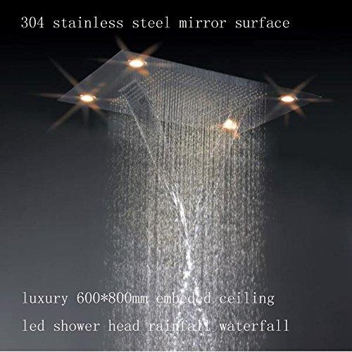 23"x31" Luxurious Waterfall LED Rain Shower Set Stainless Steel Polish - Cascada Showers