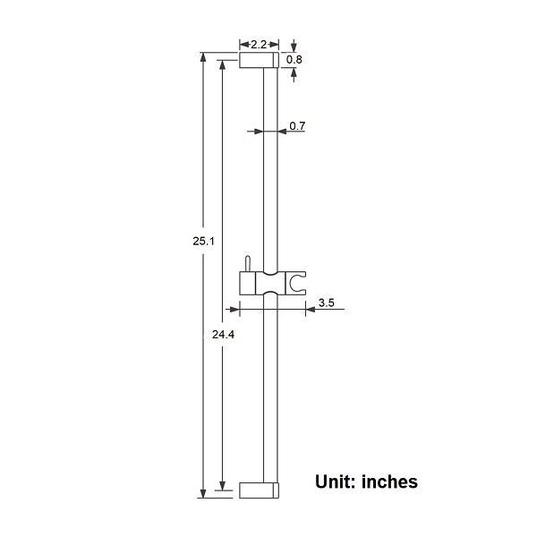 26" Shower Sliding Bar with Adjustable Hand Shower Holder - Round Shape - Cascada Showers