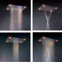 shower head with handheld rain Curtain LED multicolor built in Bluetooth speaker shower heads hand held system holder rainfall waterfall SPA mist matte black gold kit chrome oil rubbed bronze 6 knob valve mixer ceiling mount remote control app system