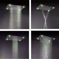 shower head with handheld rain Curtain LED multicolor built in Bluetooth speaker shower heads hand held system holder rainfall waterfall SPA mist matte black gold kit chrome oil rubbed bronze 6 knob valve mixer ceiling mount remote control app system