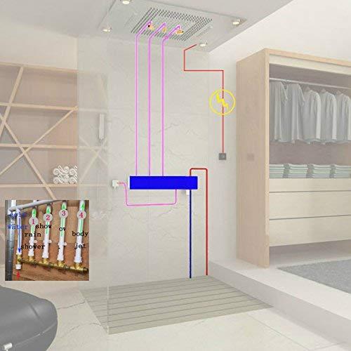 shower head with handheld rain Curtain LED multicolor built in Bluetooth speaker shower heads hand held system holder rainfall waterfall SPA mist matte black gold kit chrome oil rubbed bronze 6 knob valve mixer ceiling mount remote control app system