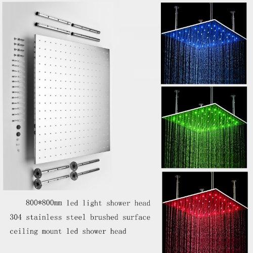 31" Stainless Steel Luxury Square LED Rain Bathroom Shower Heads - Cascada Showers