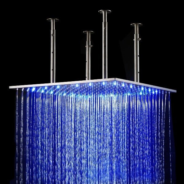 31" Stainless Steel Luxury Square LED Rain Bathroom Shower Heads - Cascada Showers