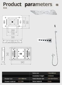 15”x23” Rectangle Music LED Shower Set