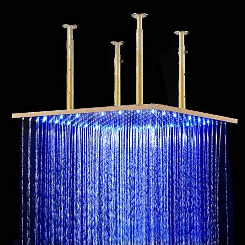 40" Square Ceiling Mount Rainfall LED Shower Head, include Shower Arm - Cascada Showers