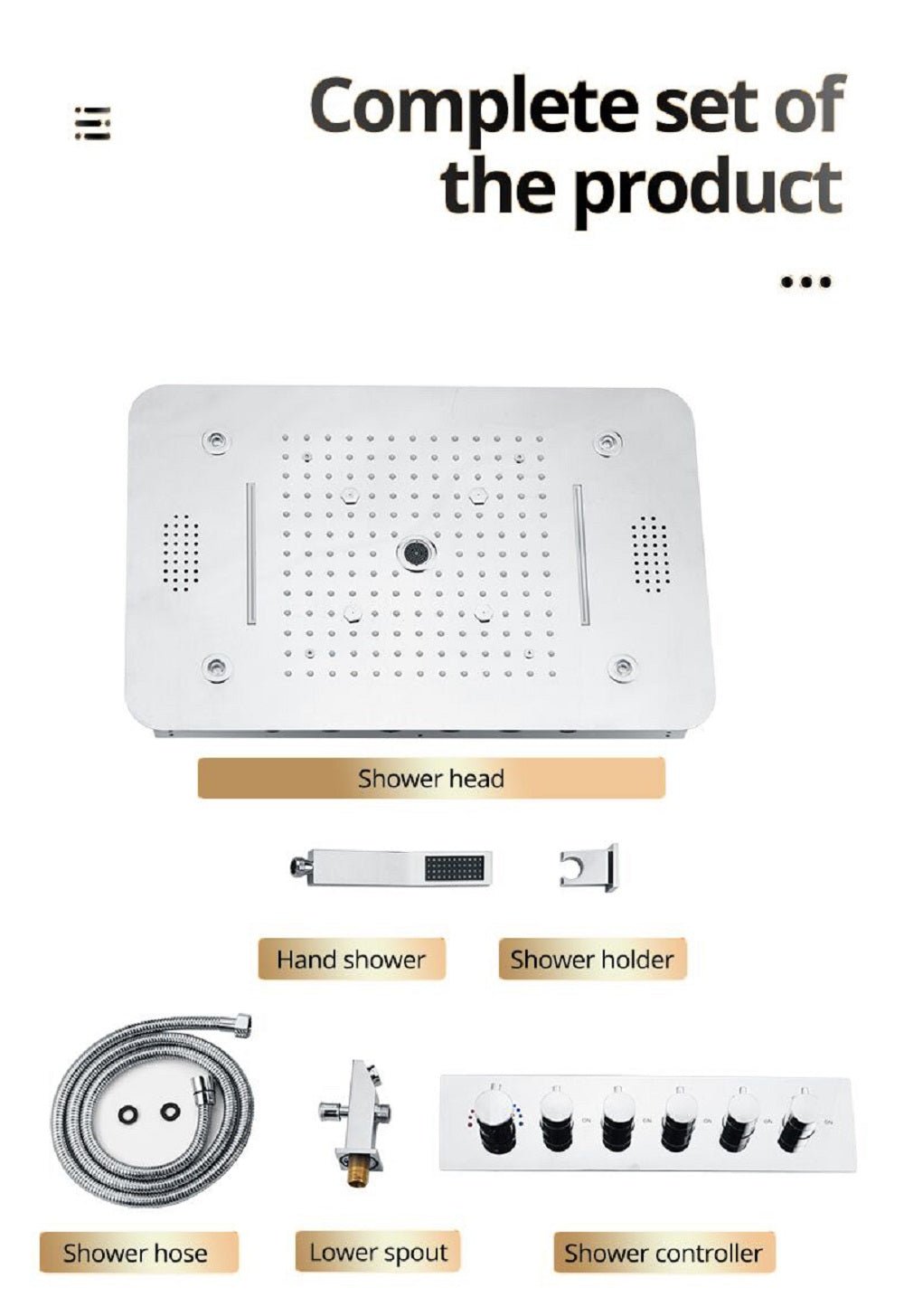 15”x23” Rectangle Music LED Shower Set