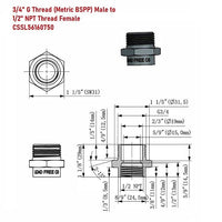 G Thread (Metric BSPP) Male to NPT Female Adapter - Lead Free (3/4" x 1/2")