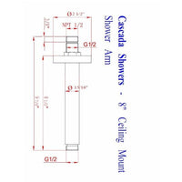 8" Ceiling Mount Shower Arm - Cascada Showers