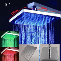 8" Square Rainfall LED Shower Head - Cascada Showers