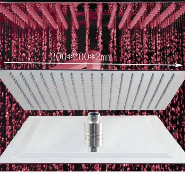 8" Square Rainfall LED Shower Head - Cascada Showers