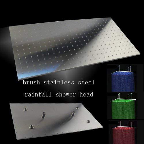 8"x16" Ceiling Mount Rainfall LED Shower Head, include Shower Arm - Cascada Showers system rain head shower handheld set complete led bathroom heads light rainfall 