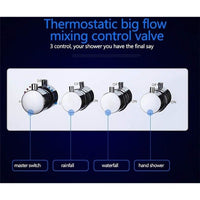 Cascada Luxury 9"x22" Rectangle Wall Mounted Thermostatic Shower System With Automated LED Color Change by Water Flow shower head, thermostatic shower, rain shower, rain shower faucet, shower head sets for bathroom
