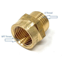 G Thread (Metric BSPP) Male to NPT Female Pipe Fitting Connector - Lead Free (1/2" x 1/2")
