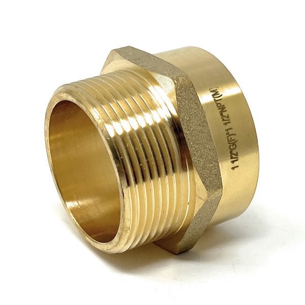 brass adapter fittings an fitting g thread metric bspt female to npt male pipe lead-free 1 1/2 inch 1 1/2'' is taper threads g 1 1/2 water piece brass adapter fittings water line adapter pipe fittings high quality solid structure durable G thread connector to NPT. G Thread (Metric BSPP) Female to NPT Male Adapter - Lead Free - Cascada Showers