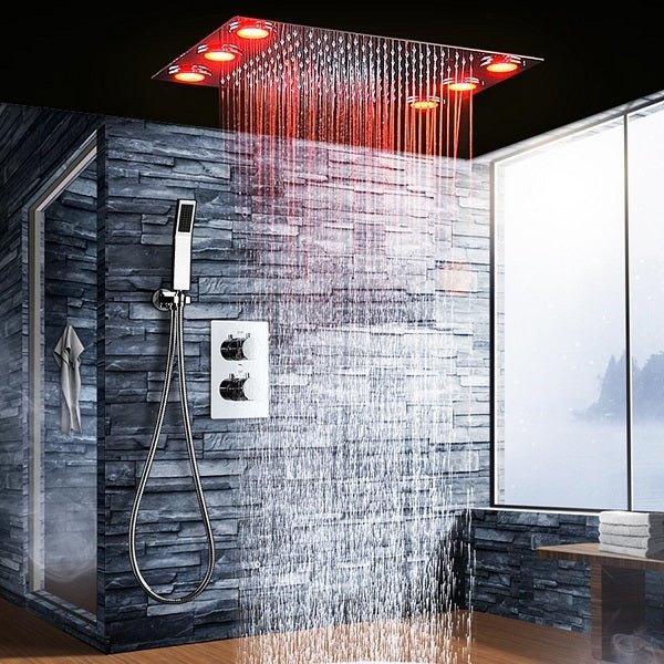 shower head with handheld led shower system with dual thermostatic valve shower head Rainfall Shower Head led shower head cascada shower