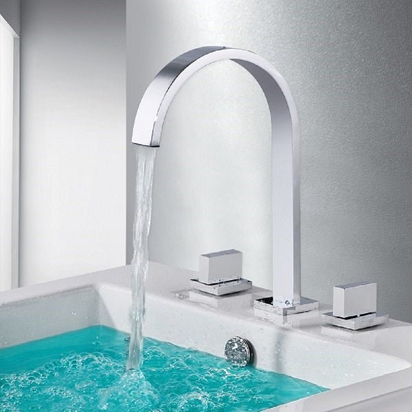 Cascada Classic Design Waterfall Bathroom Sink Faucet with 2 Square