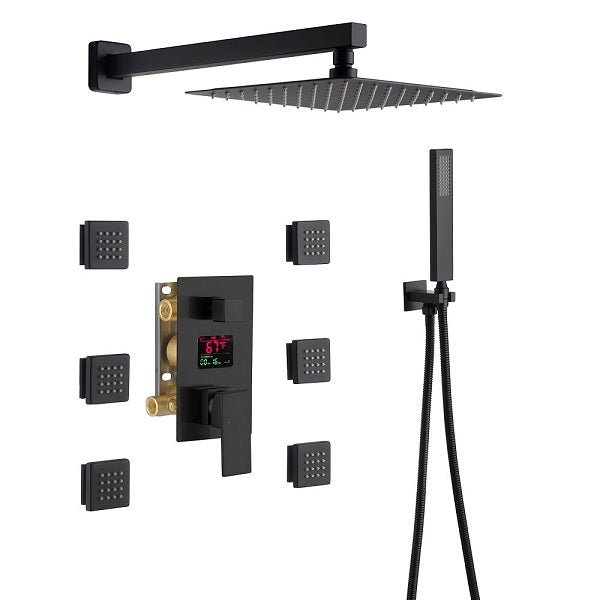 Digital 12” Wall Mounted Shower System with Single Handle & LCD Display