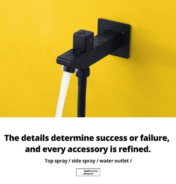 Cascada Classic Design 23"x31" Large shower Set with Waterfall LED rectangle recessed 4 function shower head, massaging body jets & handheld, remote control, Stainless Steel showerhead system rain head shower handheld set complete led bathroom waterfall heads light rainfall Thermostatic 6 knob Shower Set for lights bathroom set Antique Brushed Brass Finish color change ceiling mount Rainfall waterfall Rain Curtain SPA Misting complete shower set bathroom rainfall shower head with handheld