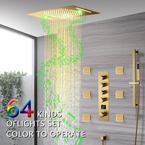 Cascada 15"x23" Catania Digital LED Music Shower System - Cascada Showers