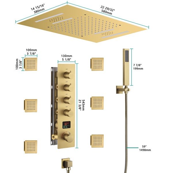 Cascada 15"x23" Trento Digital LED Shower System - Cascada Showers