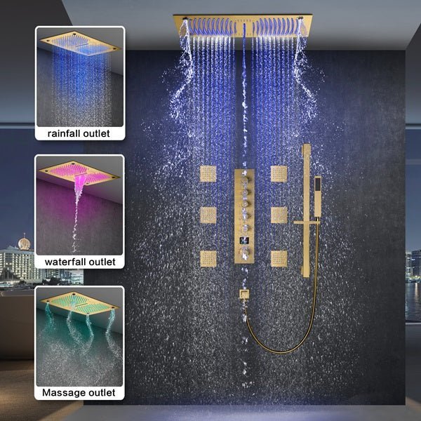 Cascada 16"x28" Sorrento Digital Waterfall Bluetooth LED Shower System - Cascada Showers