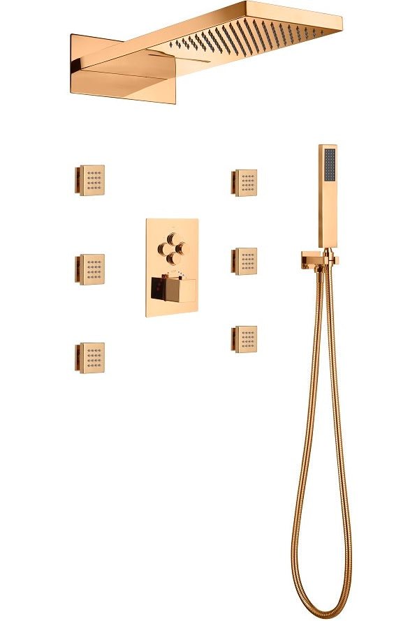 9"x22" Cascada Annecy Rainfall Waterfall Shower System with Handheld Shower