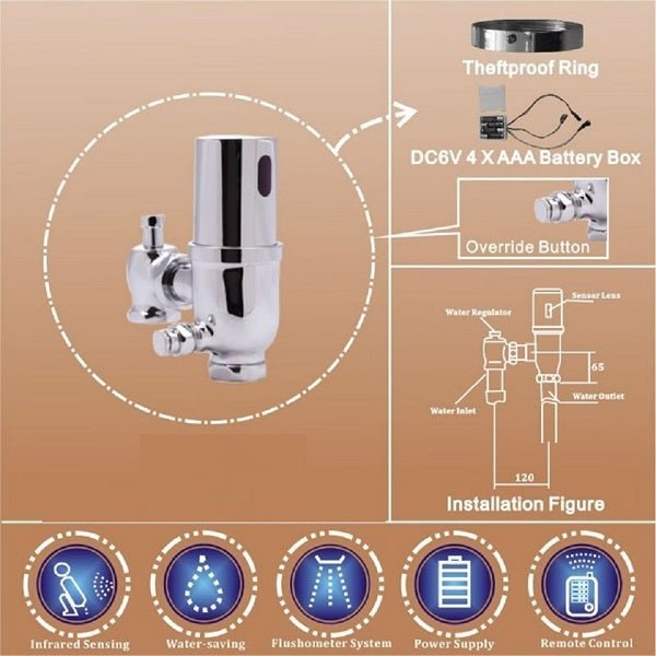 Cascada Automatic Sensor Operated Toilet Flusher Valve - Cascada Showers