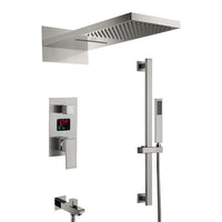 Cascada LED shower system; shower head; bathroom accessories; bathroom set; large shower head; shower system; LED shower head; shower head with handheld; wayfair Complete Shower System; LED shower system with built-in Bluetooth Speakers; multicolor LED built in Bluetooth speaker shower heads; music shower system; rain shower head; delta shower head; showerhead; black shower head; shower head with hose; shower hose; hand held shower head; shower head rainfall; rain shower head with handheld spray; 