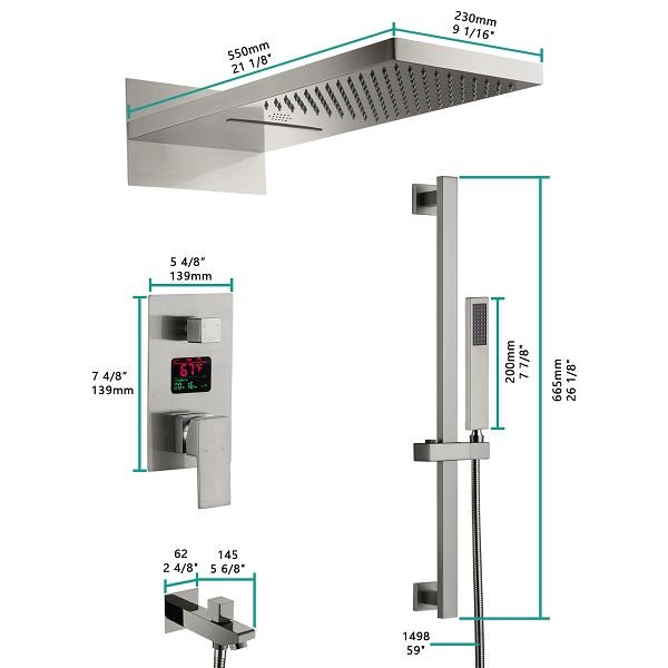 Cascada LED shower system; shower head; bathroom accessories; bathroom set; large shower head; shower system; LED shower head; shower head with handheld; wayfair Complete Shower System; LED shower system with built-in Bluetooth Speakers; multicolor LED built in Bluetooth speaker shower heads; music shower system; rain shower head; delta shower head; showerhead; black shower head; shower head with hose; shower hose; hand held shower head; shower head rainfall; rain shower head with handheld spray; 