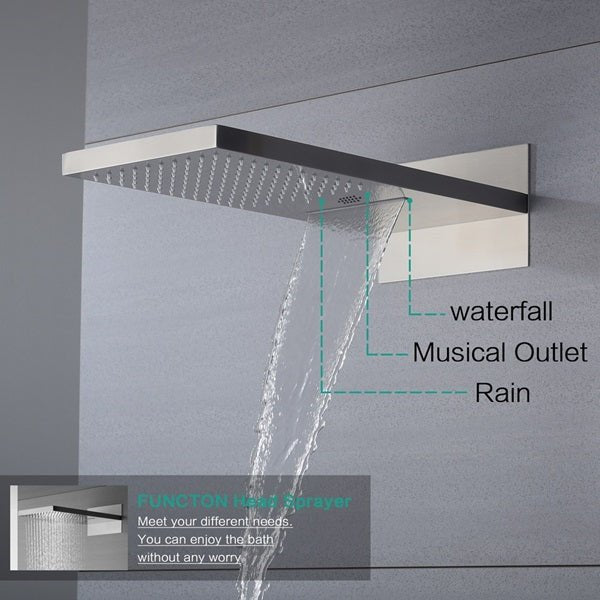 rainfall shower head; rainfall shower with sliding arm; rainfall shower heads ; rainfall shower system; best rainfall shower head; rainfall shower head; wall mount rainfall shower head; waterfall shower head; rain shower head with handheld; shower set; waterfall shower heads; waterfall shower system; waterfall shower; shower speaker bluetooth; shower speakers bluetooth; bluetooth speaker in the shower; bluetooth speaker for shower; shower bluetooth speakers