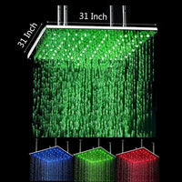Cascada Square Ceiling Mount Rainfall LED Shower Head (Include Shower Arm) - Cascada Showers