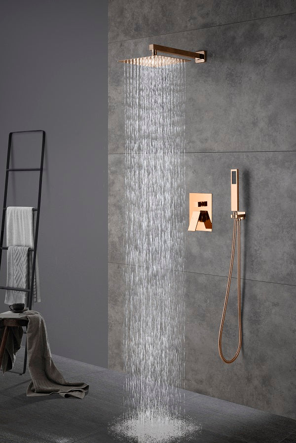 cascada_12_square_shower_system_wall_mounted_with_single_handle_and_square_knob_2_functions_rainfall_and_handheld shower head with handheld single handle valve Cascada shower set black matte flexible fixture rains system brushed nickel showerhead bathroom tops rated heads luxury square knobs thermostatic mixer inner box rainfall hose gold wall mounted shower arm
