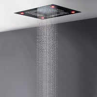 Cascada Luxurious Design 23"x31" LED Shower System, 6 Functions (Rainfall, Waterfall, Curtain, Misty, Body Jets & Handheld) & Remote App for lights cascada system LED bluetooth shower head speaker hot cold music rain rainfall musical lights showerhead body spray jets waterfall misty ceiling mounted handheld high pressure multicolor holder matte black chrome oil rubbed bronze mixer remote control