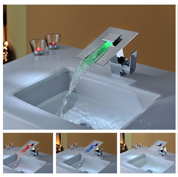Color Changing LED Waterfall Sink Faucet - Cascada Showers
